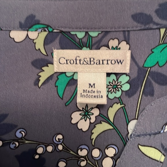 Croft & Barrow Floral Popover Top with Quarter Length Sleeves Medium - Picture 3 of 12